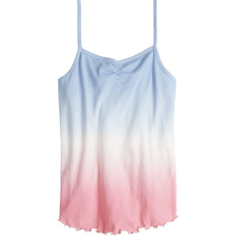 So Girls Red White Blue Patriotic Scarf Tank 16 Plus New with Tags Dip Dye Sweet